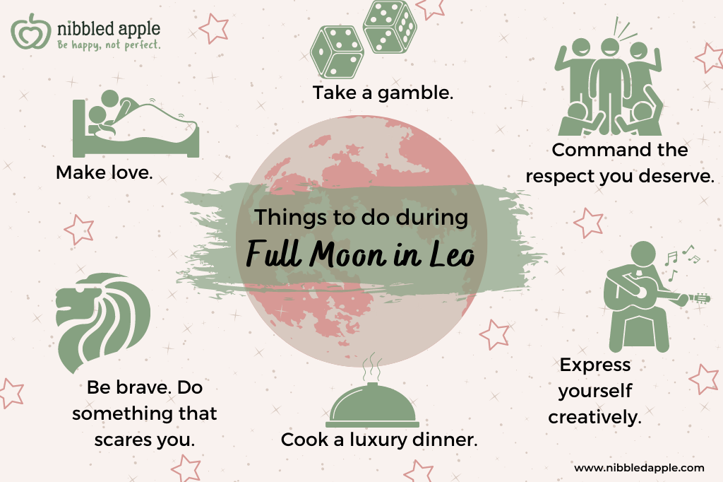 An image containg a list of things to do during a full moon in Sagittarius